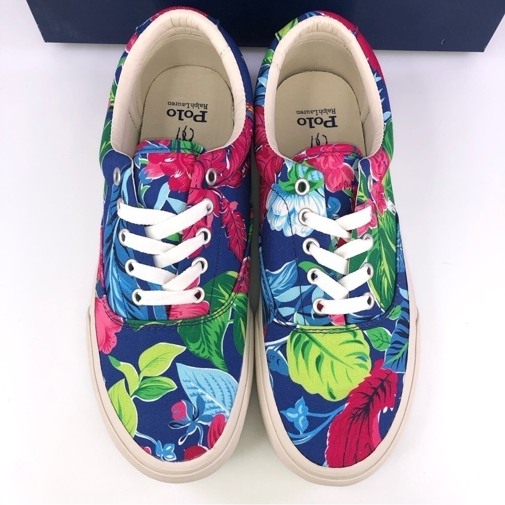 Polo Ralph Lauren Keaton Pony Floral Men's Canvas Low Top Shoes Sneakers - Picture 7 of 8